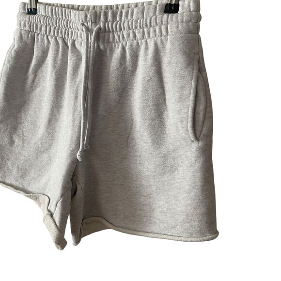 Aritzia Tna XS Cozy Fleece Boyfriend Shorts Light Gray High Rise Lounge - Picture 5 of 8